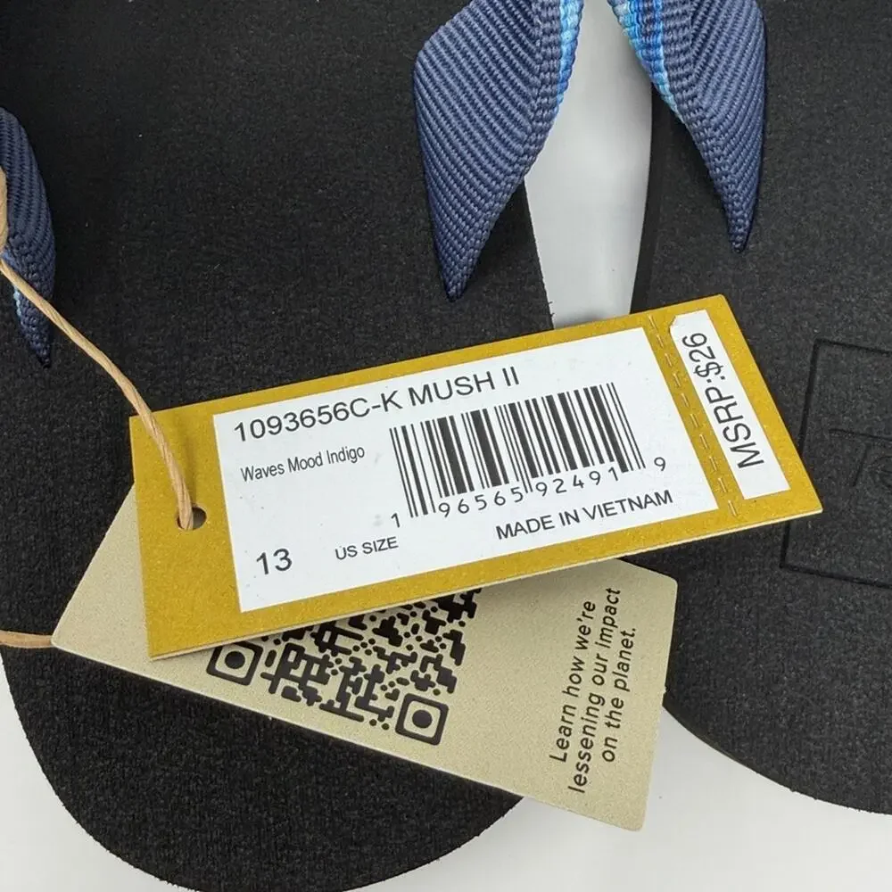 Teva Youth Mush II Flip Flops - Waves Mood Indigo - 13 - New with tags
